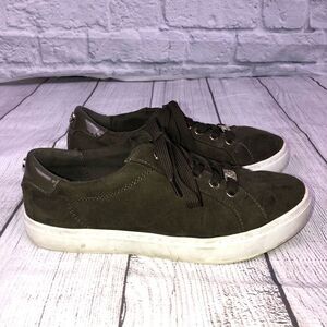 Liz Claiborne tie up sneakers olive green women size 7